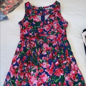 Milly fit and flare flowered dress